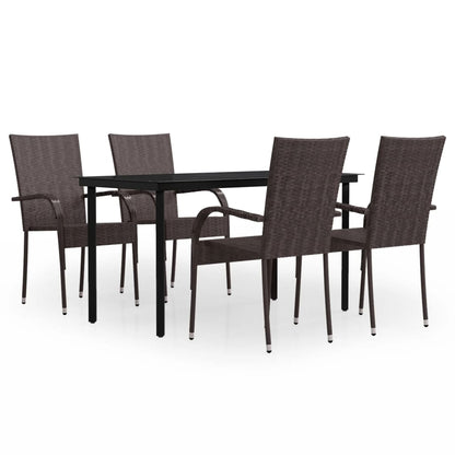 -Delige Tuinset 5 140 cm tafellengte Bruin en zwart