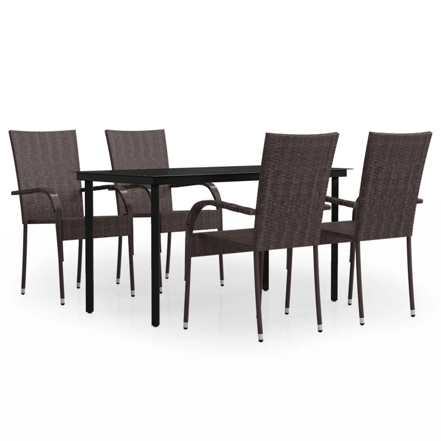 -Delige Tuinset 5 140 cm tafellengte Bruin en zwart