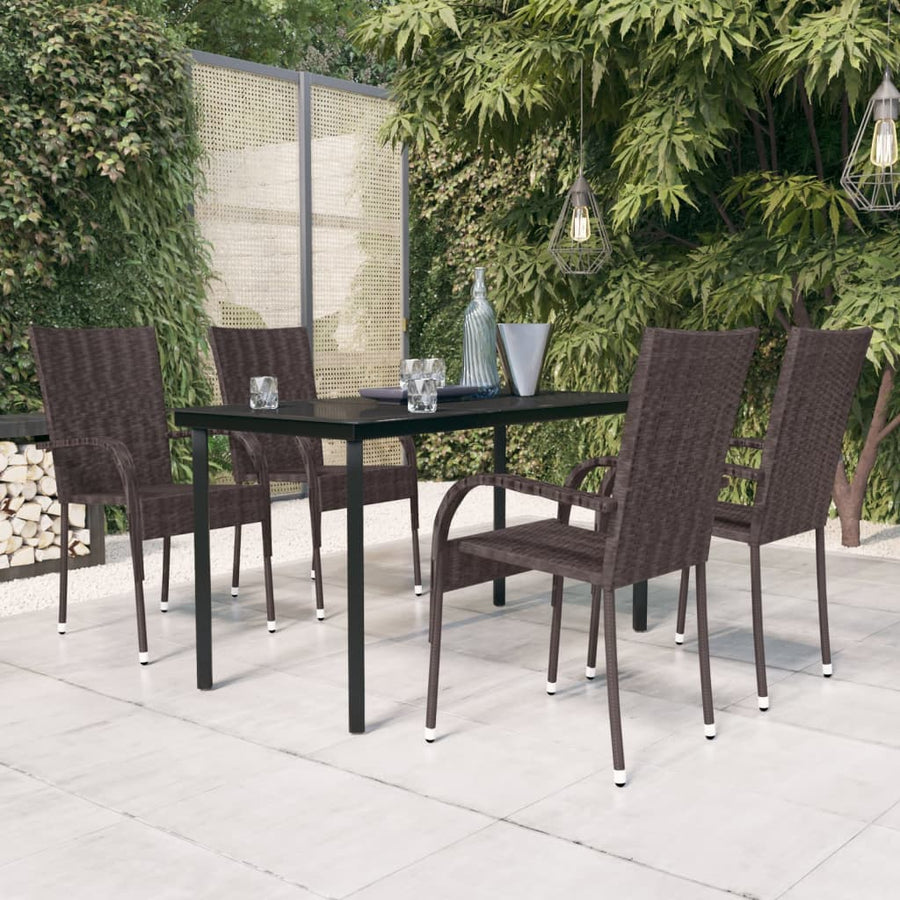 -Delige Tuinset 5 140 cm tafellengte Bruin en zwart