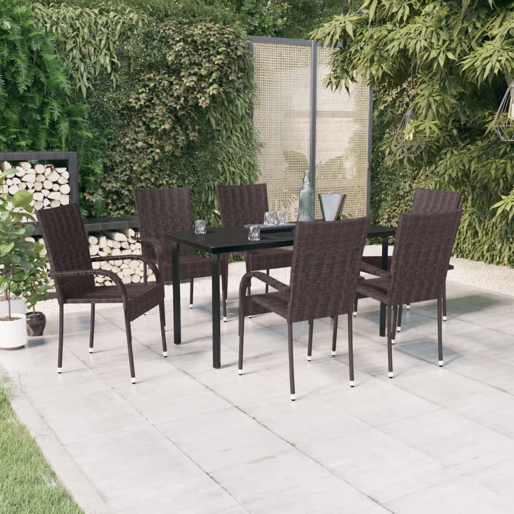 -Delige Tuinset 7 140 cm tafellengte Bruin en zwart