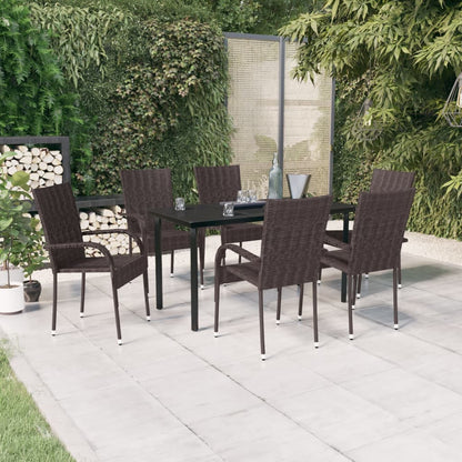 -Delige Tuinset 7 140 cm tafellengte Bruin en zwart