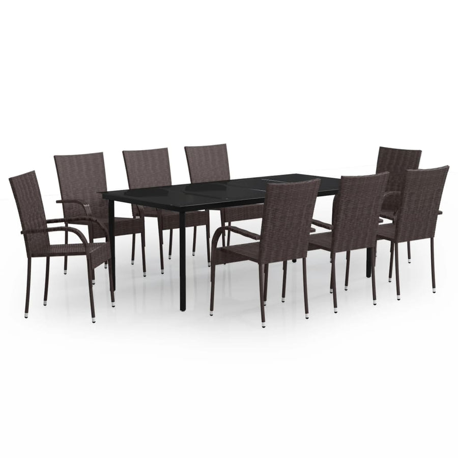 9-Delige Tuinset 8 200 cm tafellengte Bruin en zwart