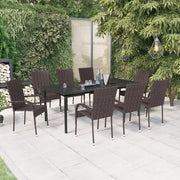 Tuinset 9-delig bruin zwart 200 cm tafel