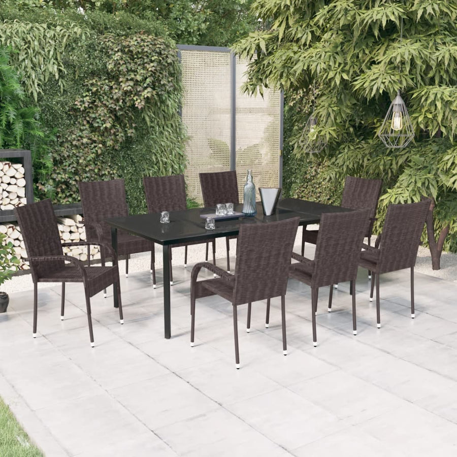 9-Delige Tuinset 8 200 cm tafellengte Bruin en zwart