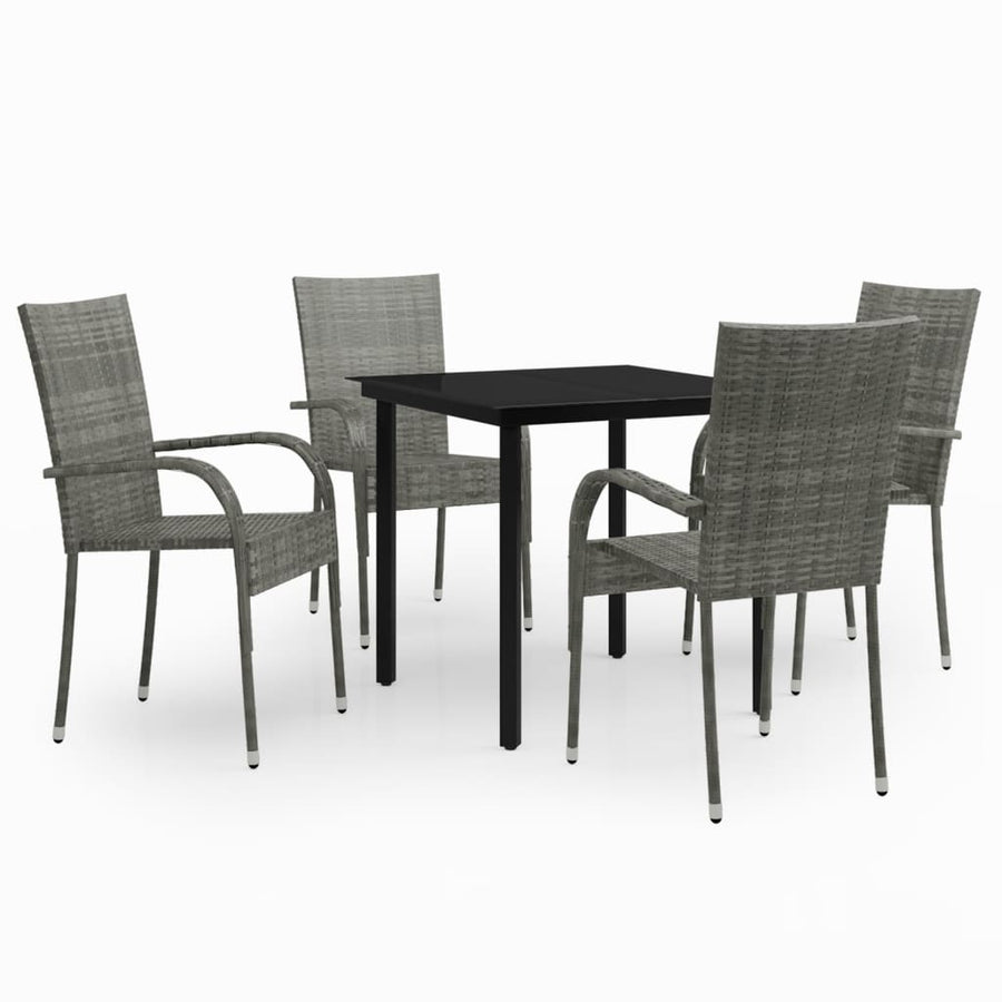 -Delige Tuinset 5 80 cm tafellengte Grijs en zwart