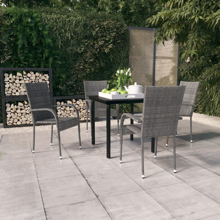 -Delige Tuinset 5 80 cm tafellengte Grijs en zwart