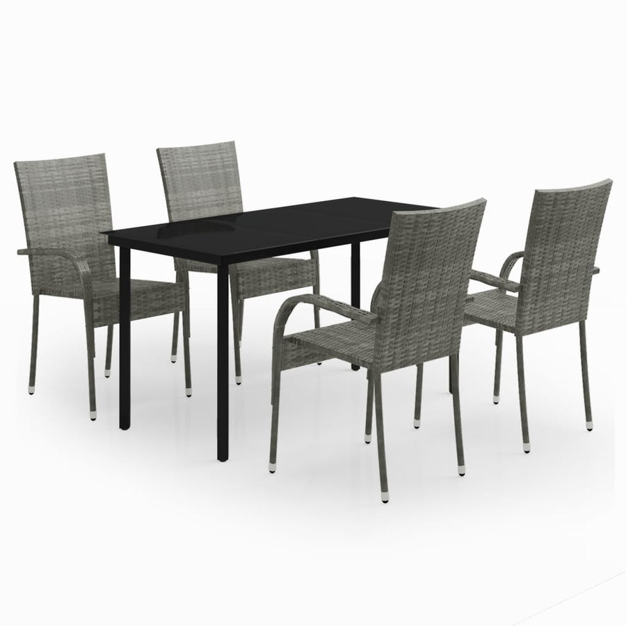 -Delige Tuinset 5 140 cm tafellengte Grijs en zwart