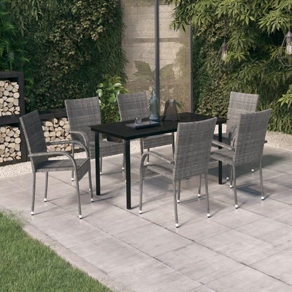 -Delige Tuinset 7 140 cm tafellengte Grijs en zwart