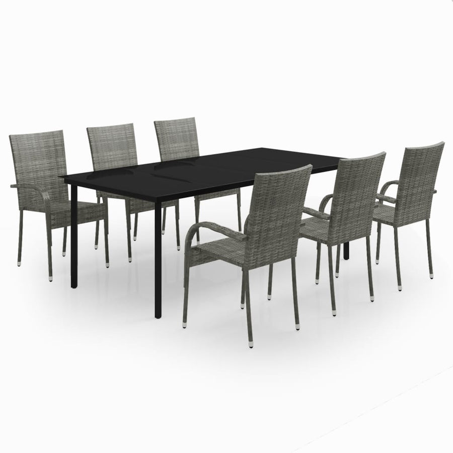 7-Delige Tuinset 6 200 cm tafellengte Grijs en zwart