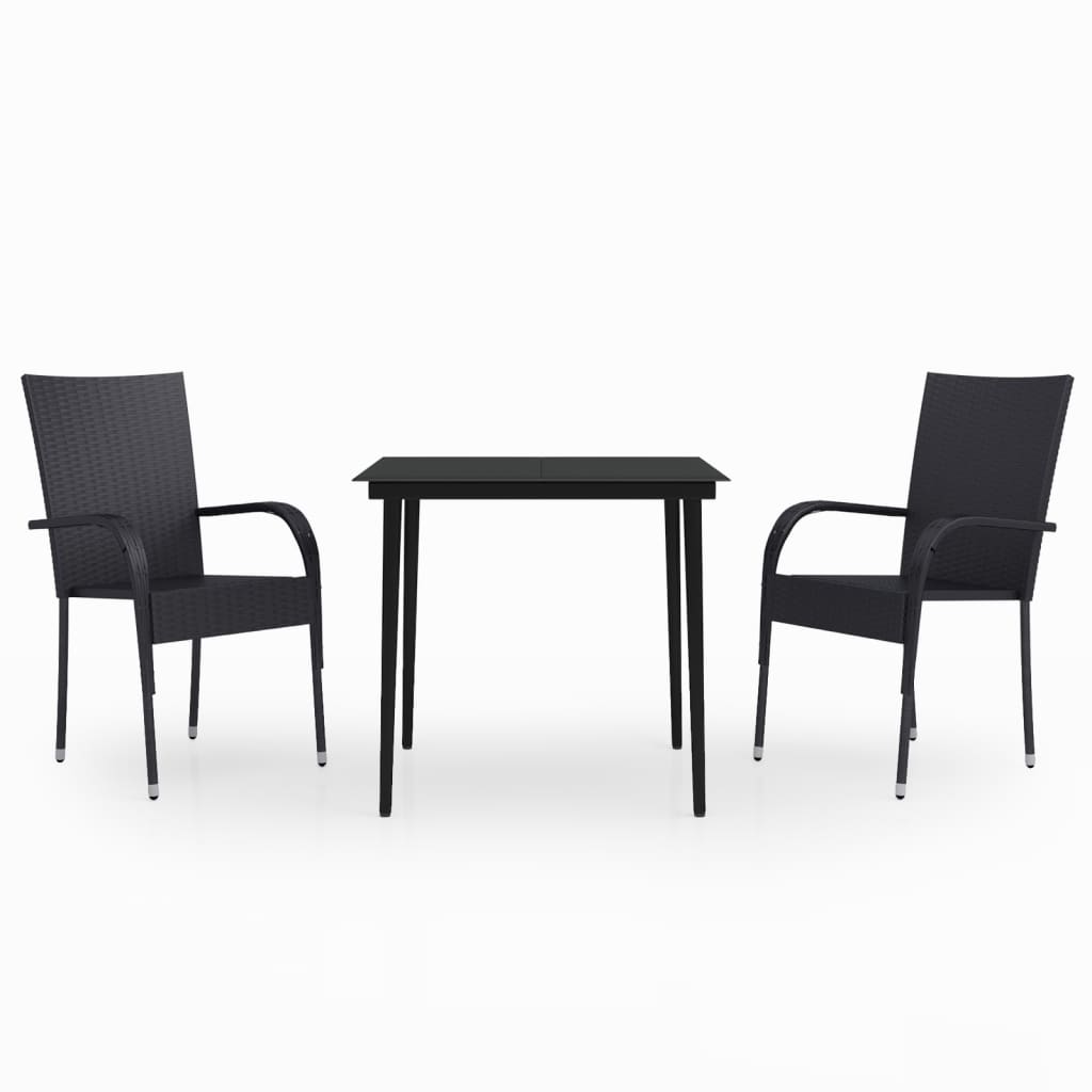 -Delige Tuinset 3 80 cm tafellengte Zwart