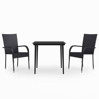 -Delige Tuinset 3 80 cm tafellengte Zwart