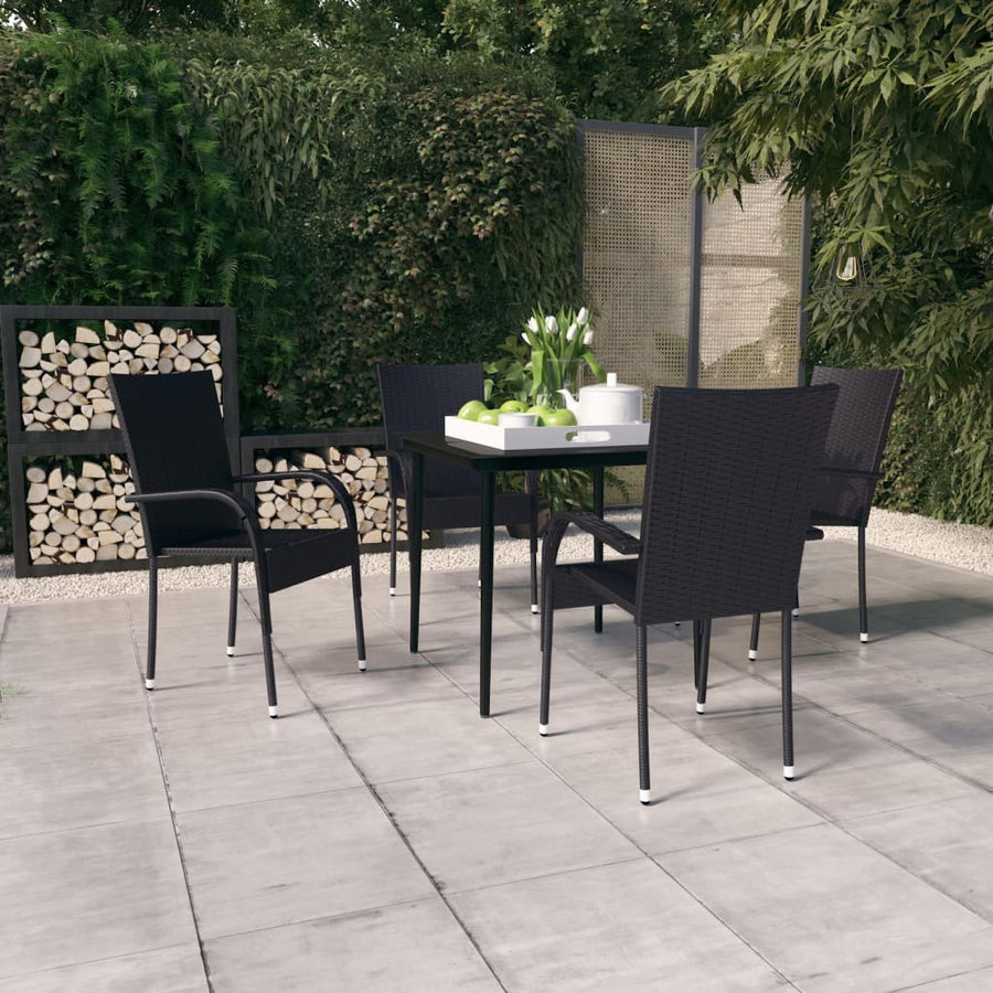 -Delige Tuinset 5 80 cm tafellengte Zwart