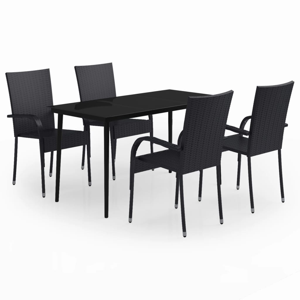 -Delige Tuinset 5 140 cm tafellengte Zwart