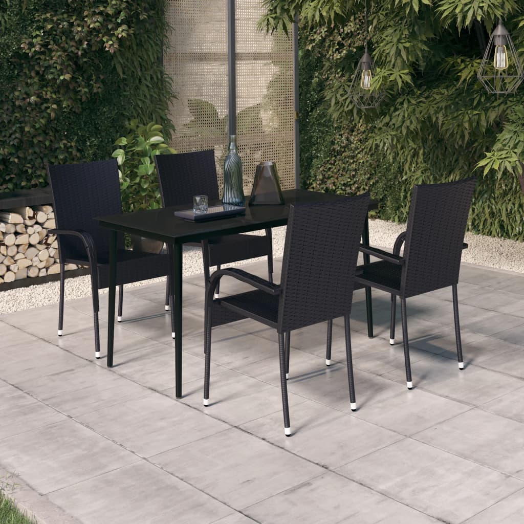 -Delige Tuinset 5 140 cm tafellengte Zwart