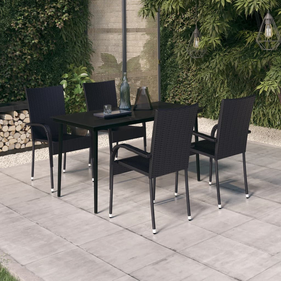 -Delige Tuinset 5 140 cm tafellengte Zwart