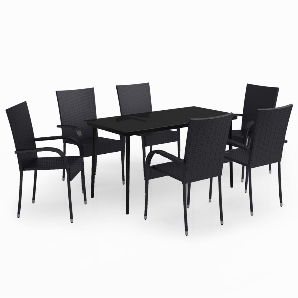 -Delige Tuinset 7 140 cm tafellengte Zwart