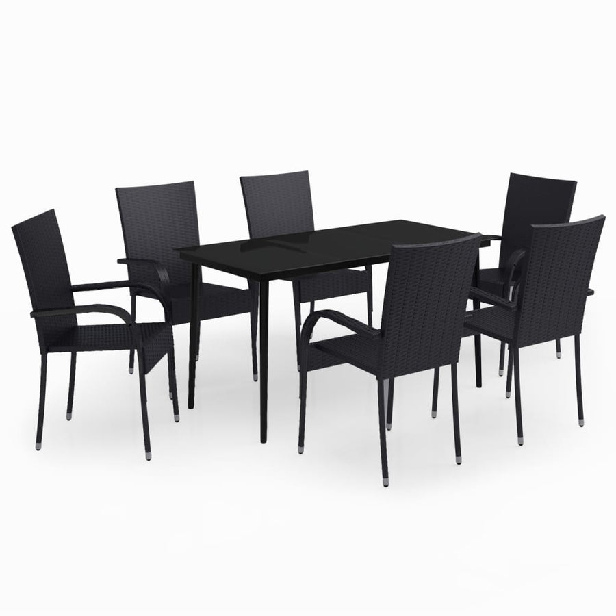 -Delige Tuinset 7 140 cm tafellengte Zwart