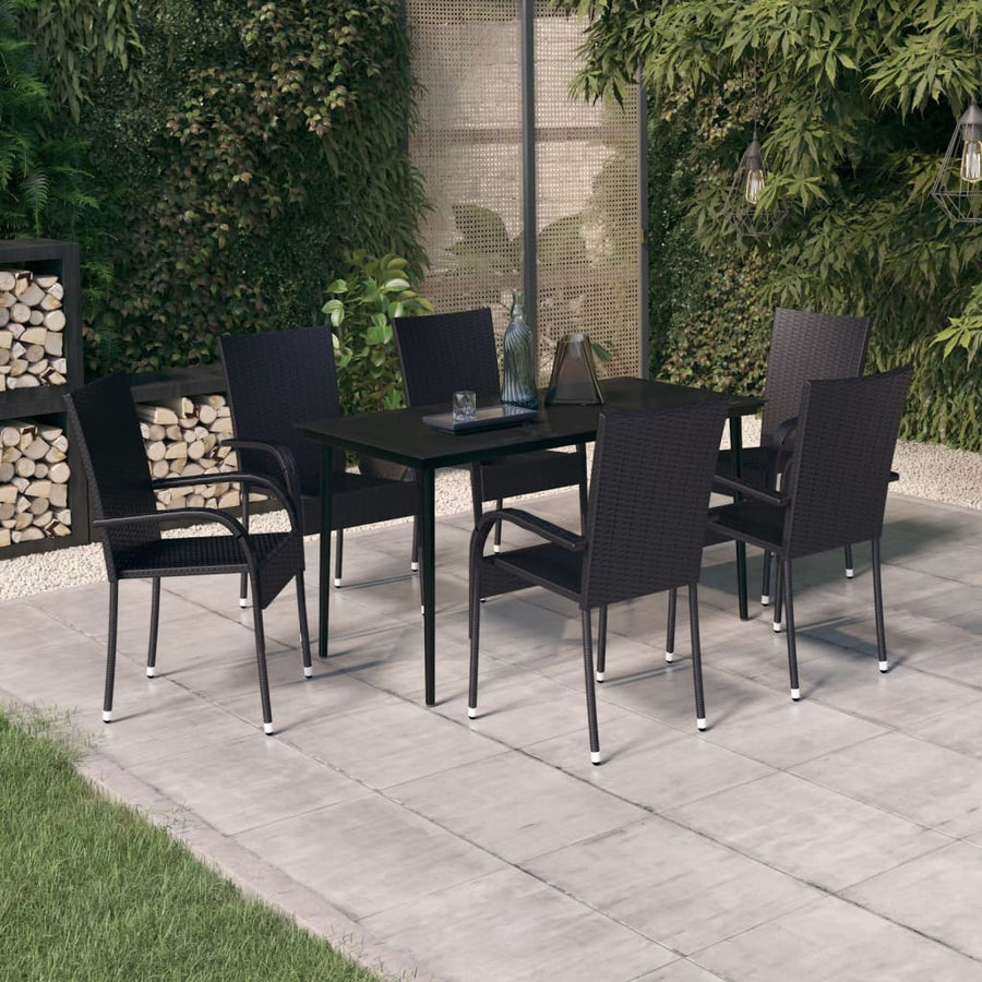 -Delige Tuinset 7 140 cm tafellengte Zwart