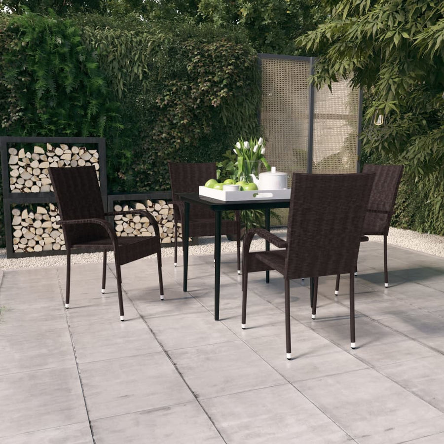 -Delige Tuinset 5 80 cm tafellengte Bruin en zwart