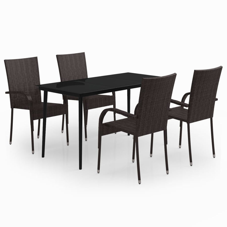 -Delige Tuinset 5 140 cm tafellengte Bruin en zwart