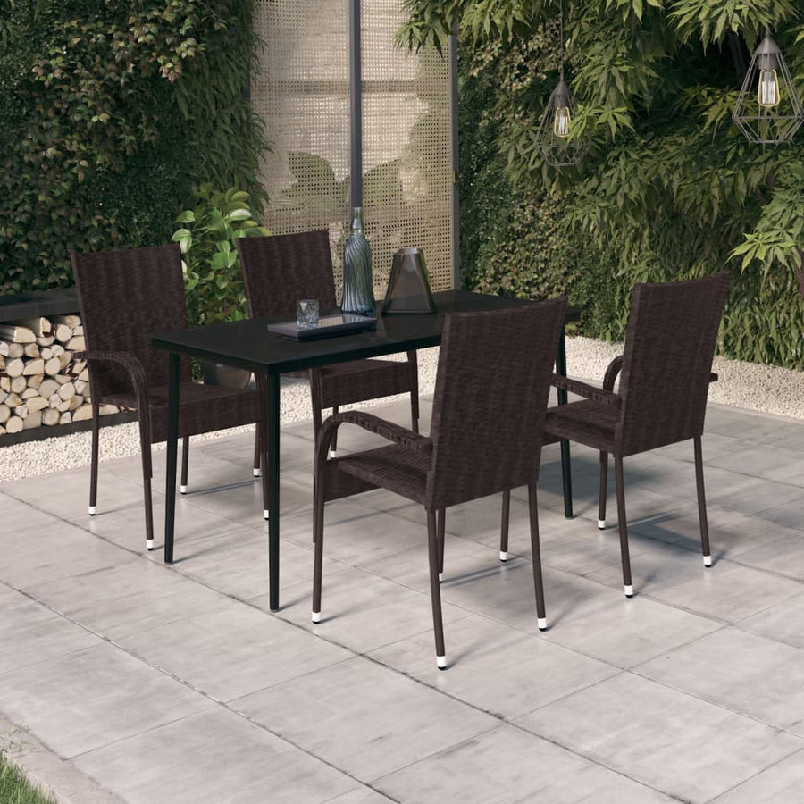 -Delige Tuinset 5 140 cm tafellengte Bruin en zwart