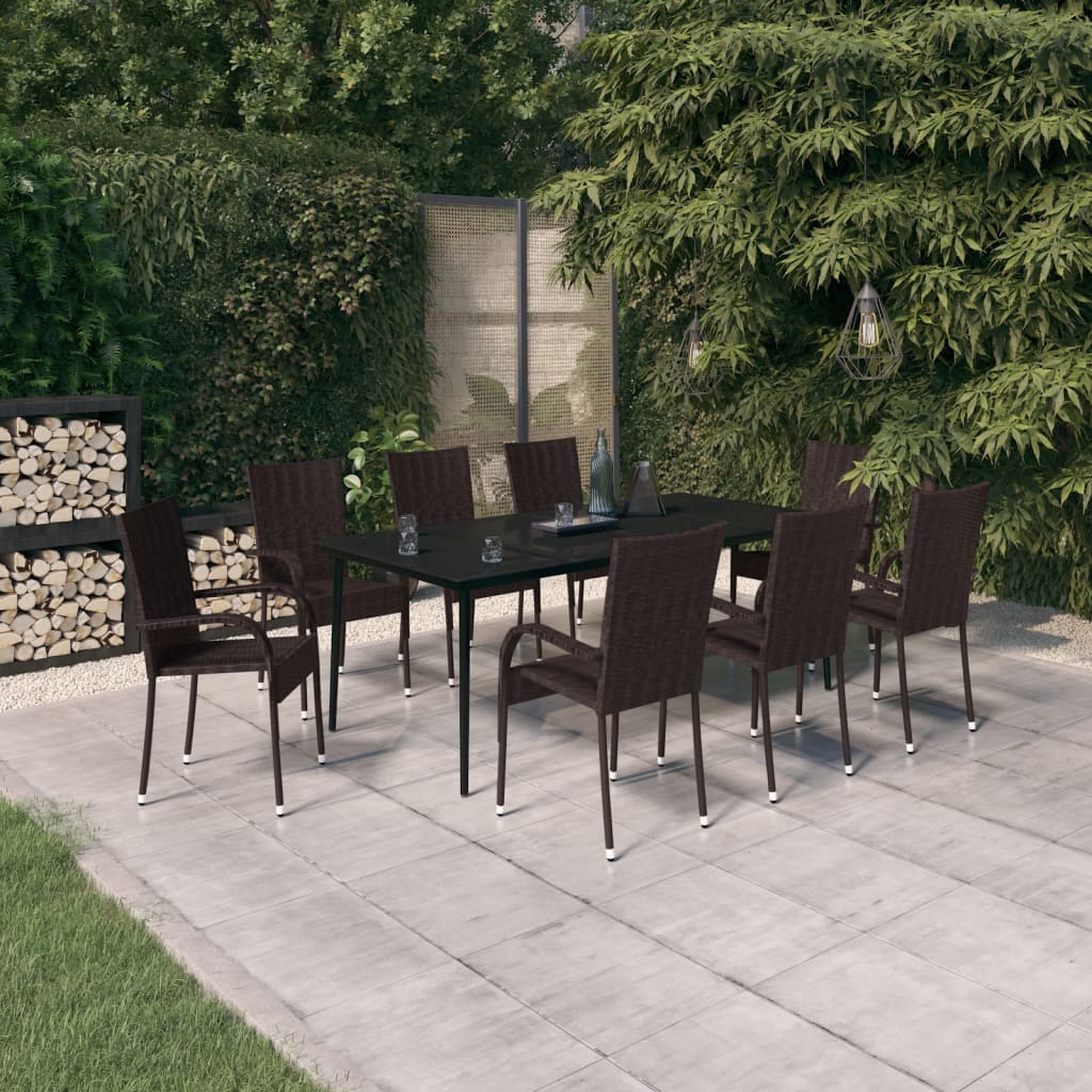 9-delige Tuinset bruin en zwart