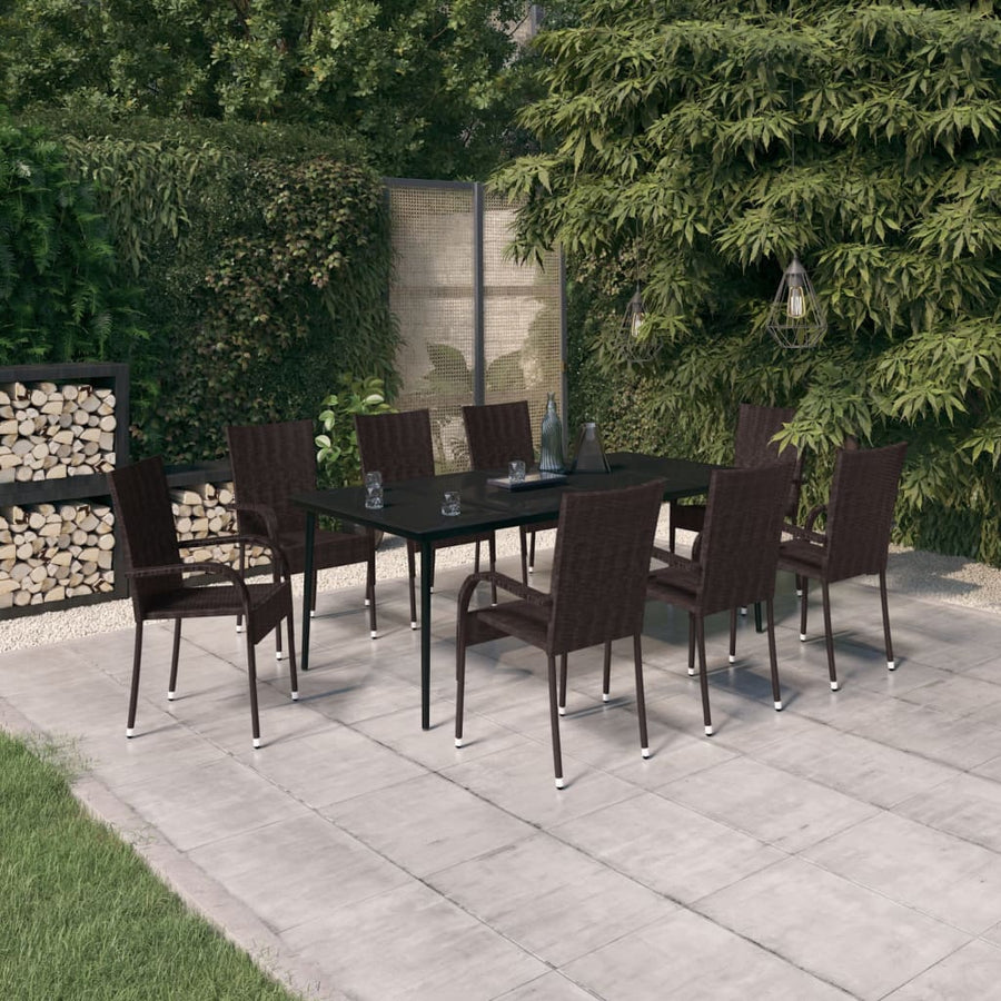 9-delige Tuinset bruin en zwart