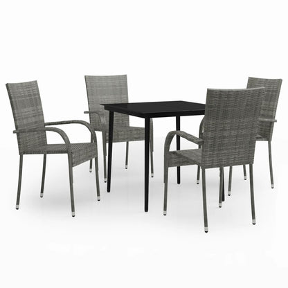 -Delige Tuinset 5 80 cm tafellengte Grijs en zwart