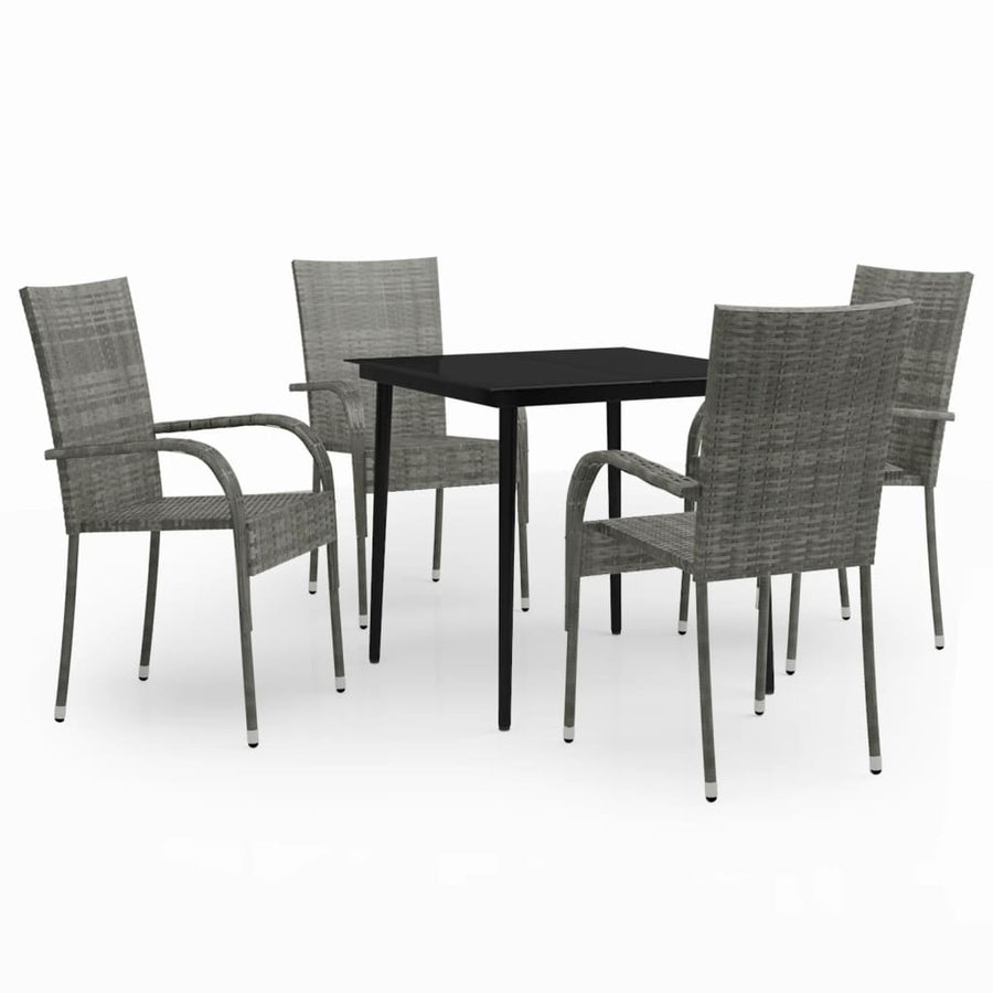 -Delige Tuinset 5 80 cm tafellengte Grijs en zwart
