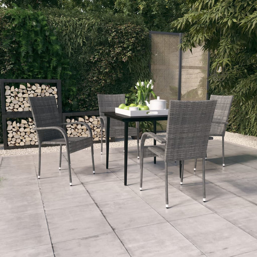-Delige Tuinset 5 80 cm tafellengte Grijs en zwart