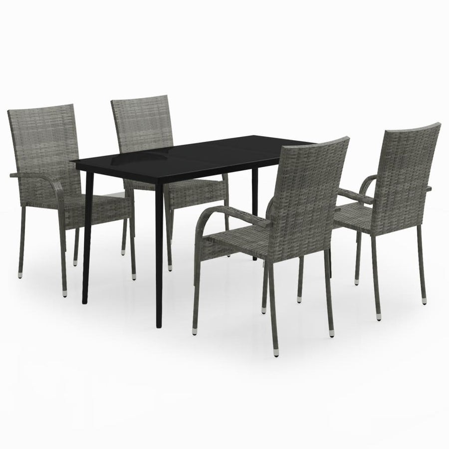 -Delige Tuinset 5 140 cm tafellengte Grijs en zwart