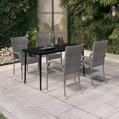 -Delige Tuinset 5 140 cm tafellengte Grijs en zwart