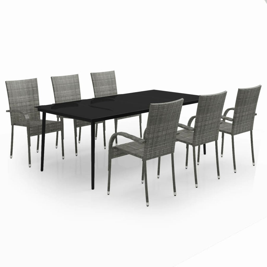 7-delige Tuinset grijs en zwart
