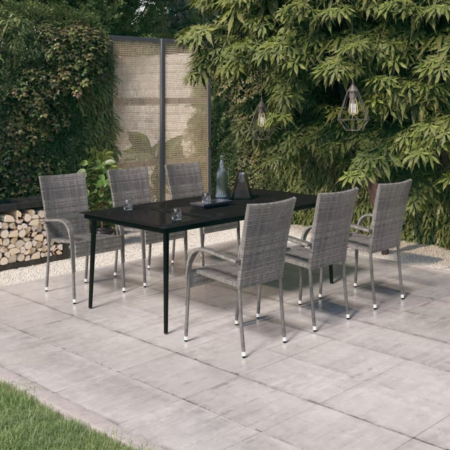 7-delige Tuinset grijs en zwart