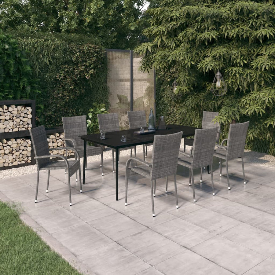 9-delige Tuinset grijs en zwart