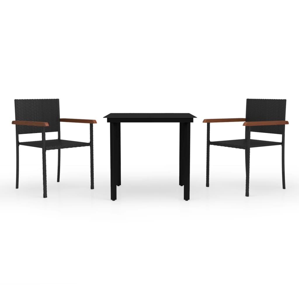 3-Delige Tuinset Zwart 80 cm tafellengte