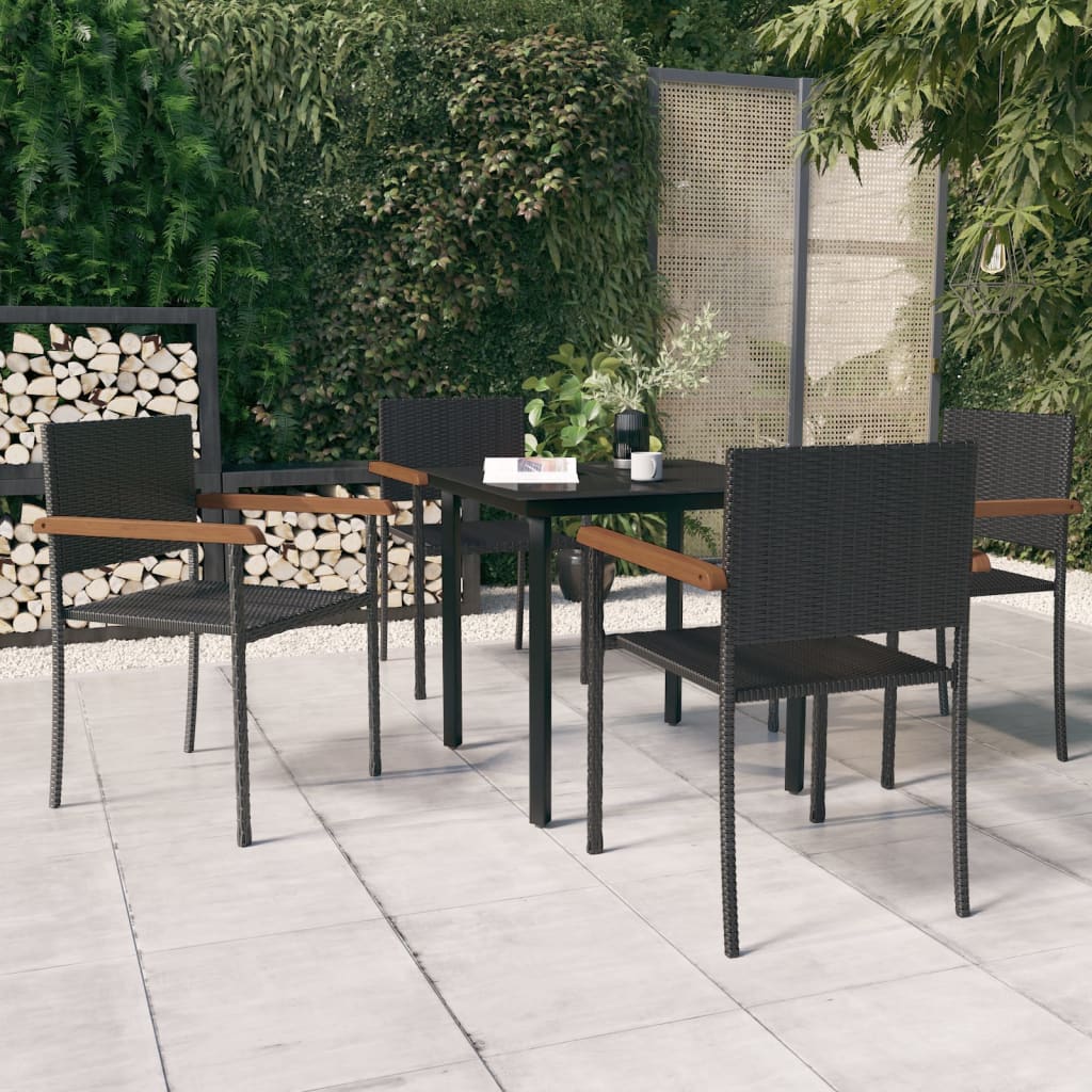 5-Delige Tuinset Zwart 80 cm tafellengte