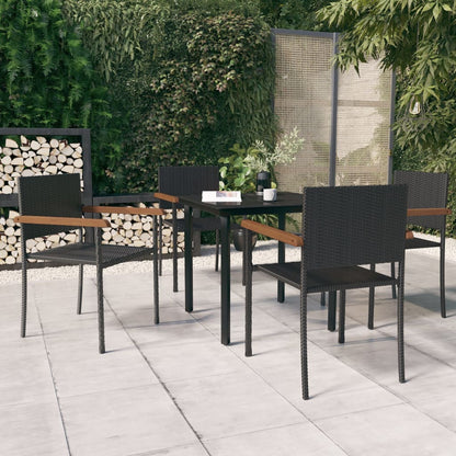 5-Delige Tuinset Zwart 80 cm tafellengte