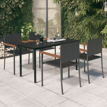 5-Delige Tuinset Zwart 140 cm tafellengte