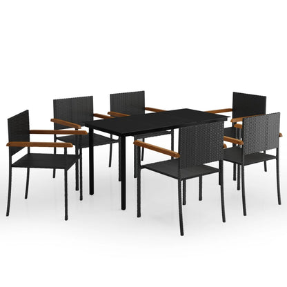 7-Delige Tuinset Zwart 140 cm tafellengte
