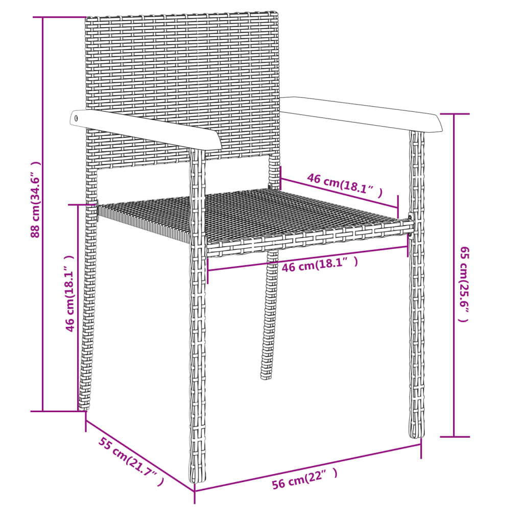 Tuinset Zwart 9 200 cm tafellengte