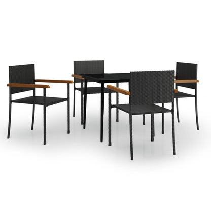 5-Delige Tuinset Zwart 80 cm tafellengte