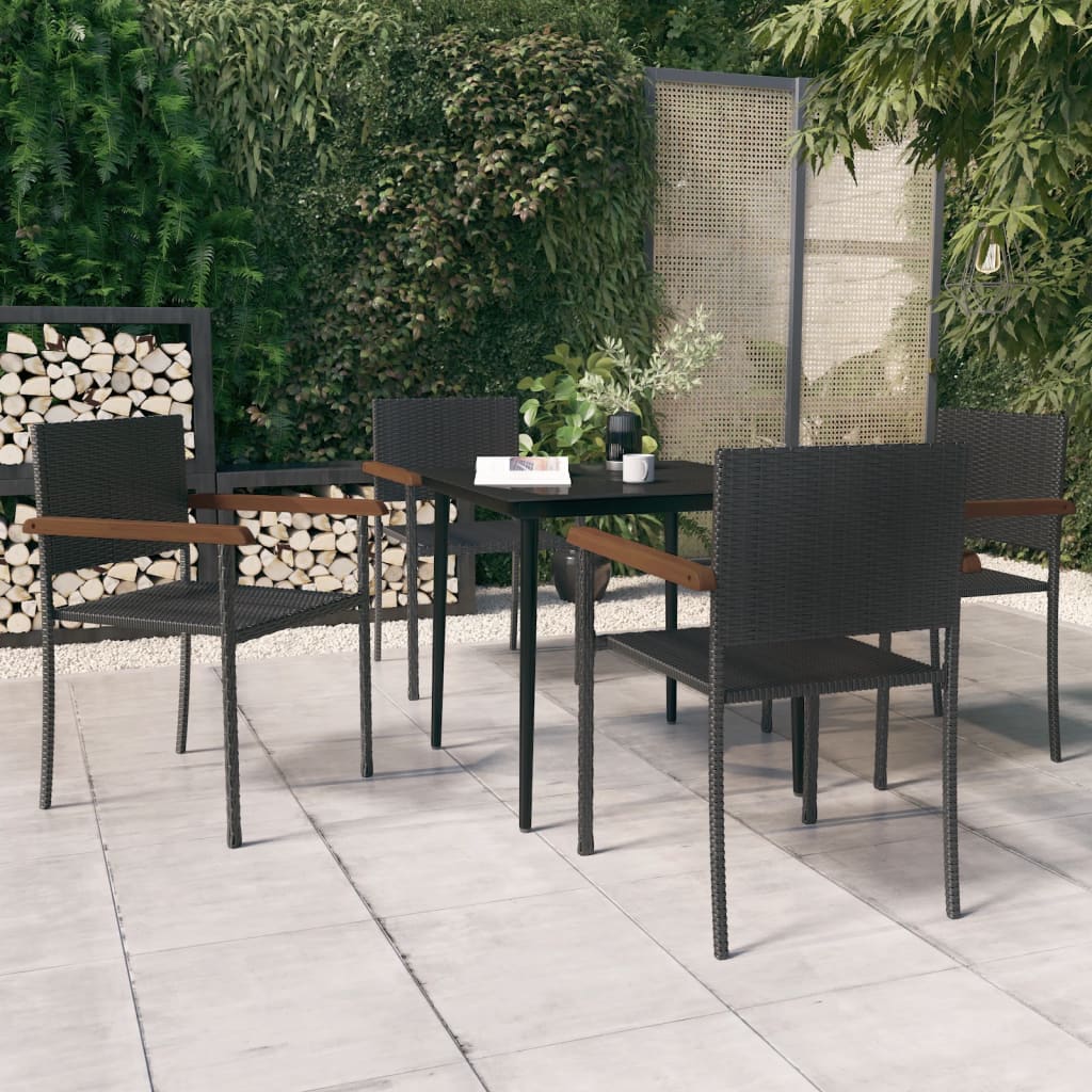 5-Delige Tuinset Zwart 80 cm tafellengte