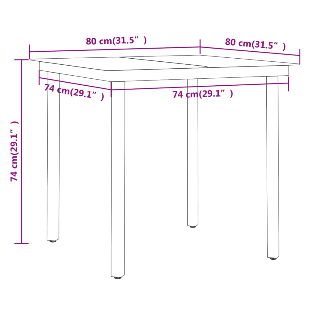 5-Delige Tuinset Met Kussens 4 80 cm tafellengte Zwart en bruin