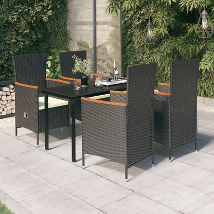 5-Delige Tuinset Met Kussens Zwart 140 cm tafellengte Zwart en bruin