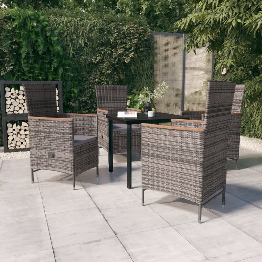 -Delige Tuinset Met Kussens 5 80 cm tafellengte Grijs en bruin