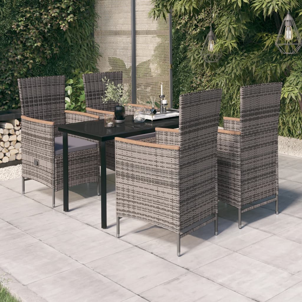 -Delige Tuinset Met Kussens 5 140 cm tafellengte Grijs en bruin