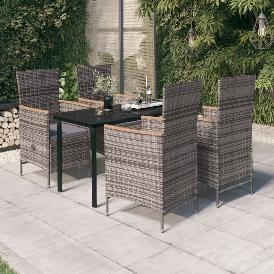 -Delige Tuinset Met Kussens 5 140 cm tafellengte Grijs en bruin