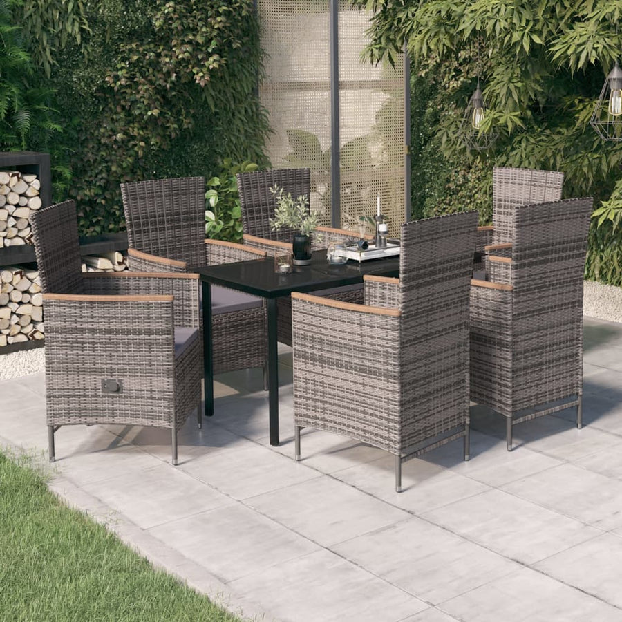 -Delige Tuinset Met Kussens 7 140 cm tafellengte Grijs en bruin