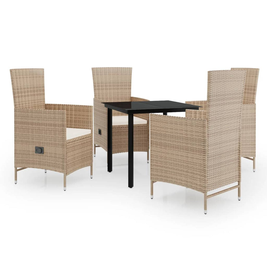 5-Delige Tuinset Met Kussens 4 80 cm tafellengte Beige